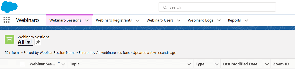 Webinaro sessions inside Salesforce